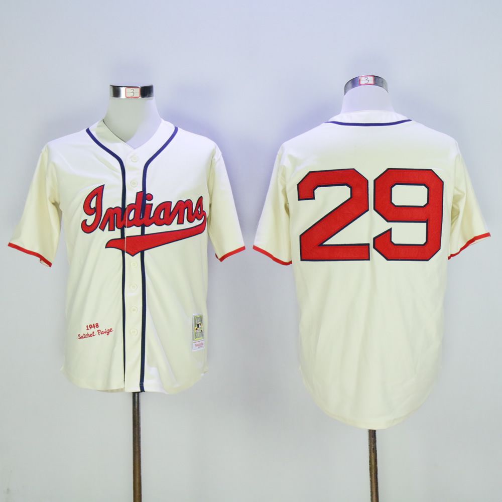 Men Cleveland Indians #29 Paige Cream Throwback MLB Jerseys->cleveland indians->MLB Jersey